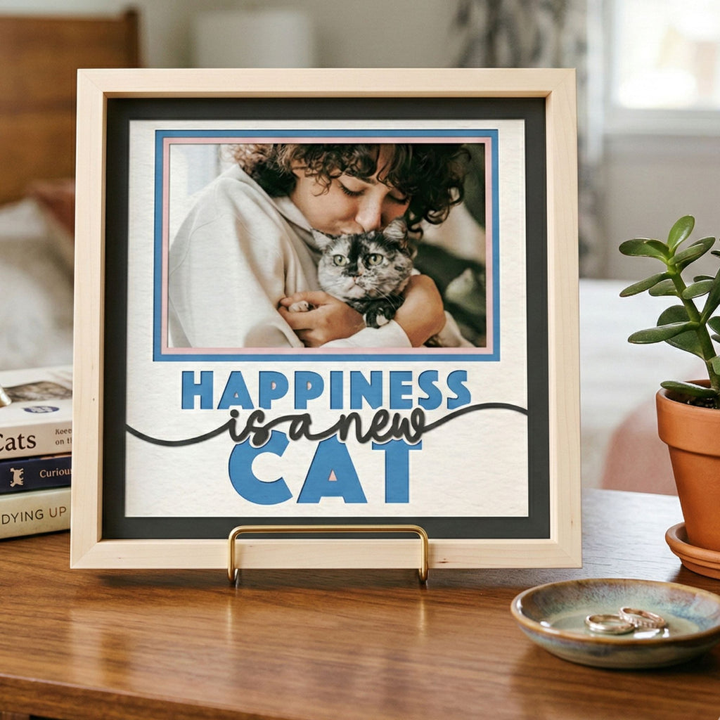 Happiness is a New Cat Photo Frame Kit