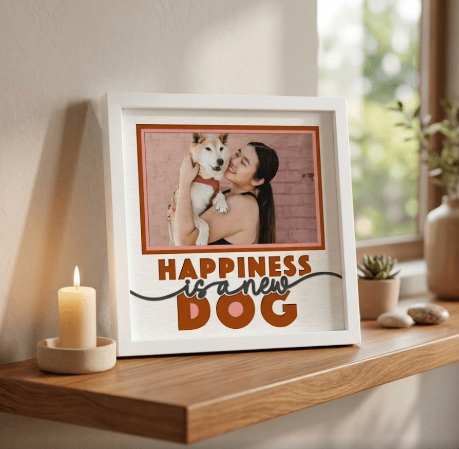 Happiness Is a New Dog Photo Frame - The Caring Creative