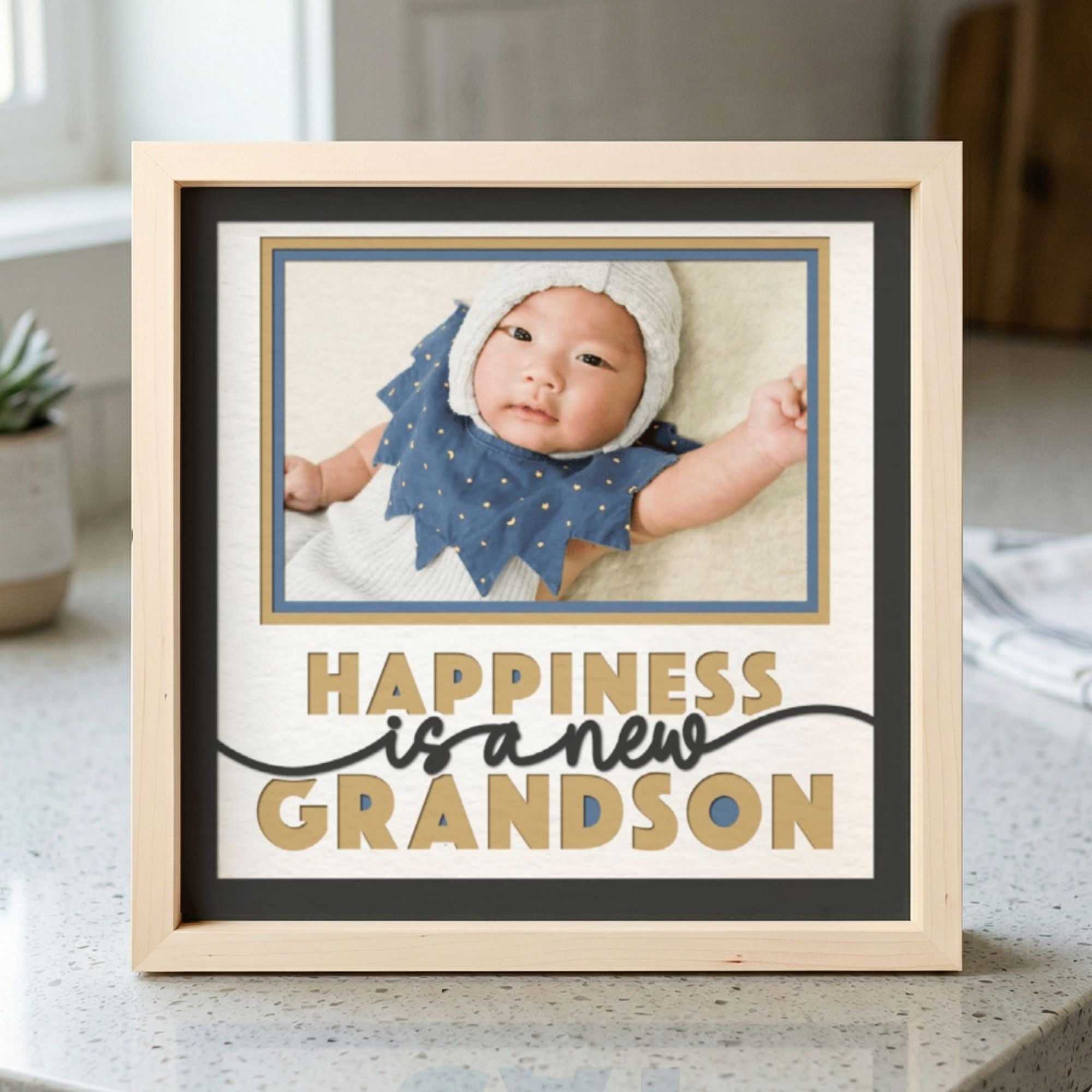 Happiness Is a New Grandson Photo Frame - The Caring Creative