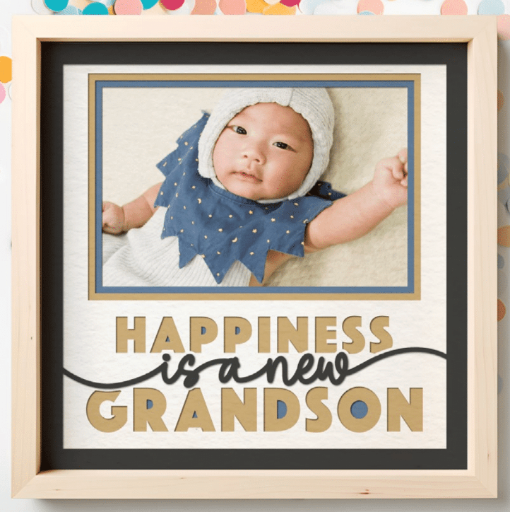Happiness Is a New Grandson Photo Frame - The Caring Creative
