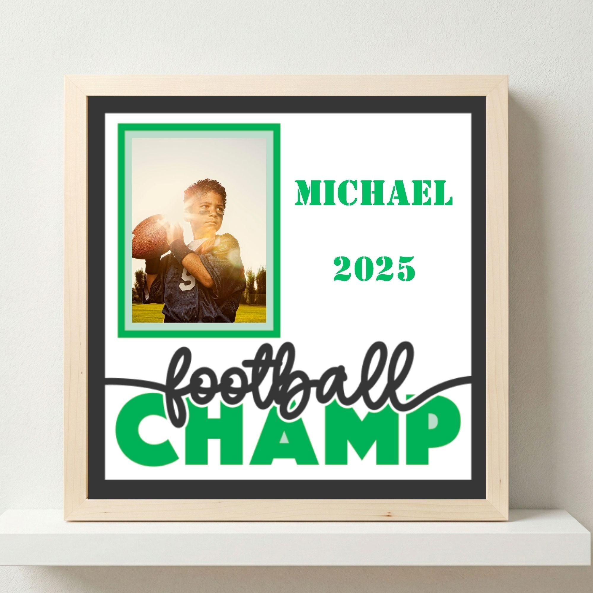 Personalized Football Champ Photo Frame - The Caring Creative
