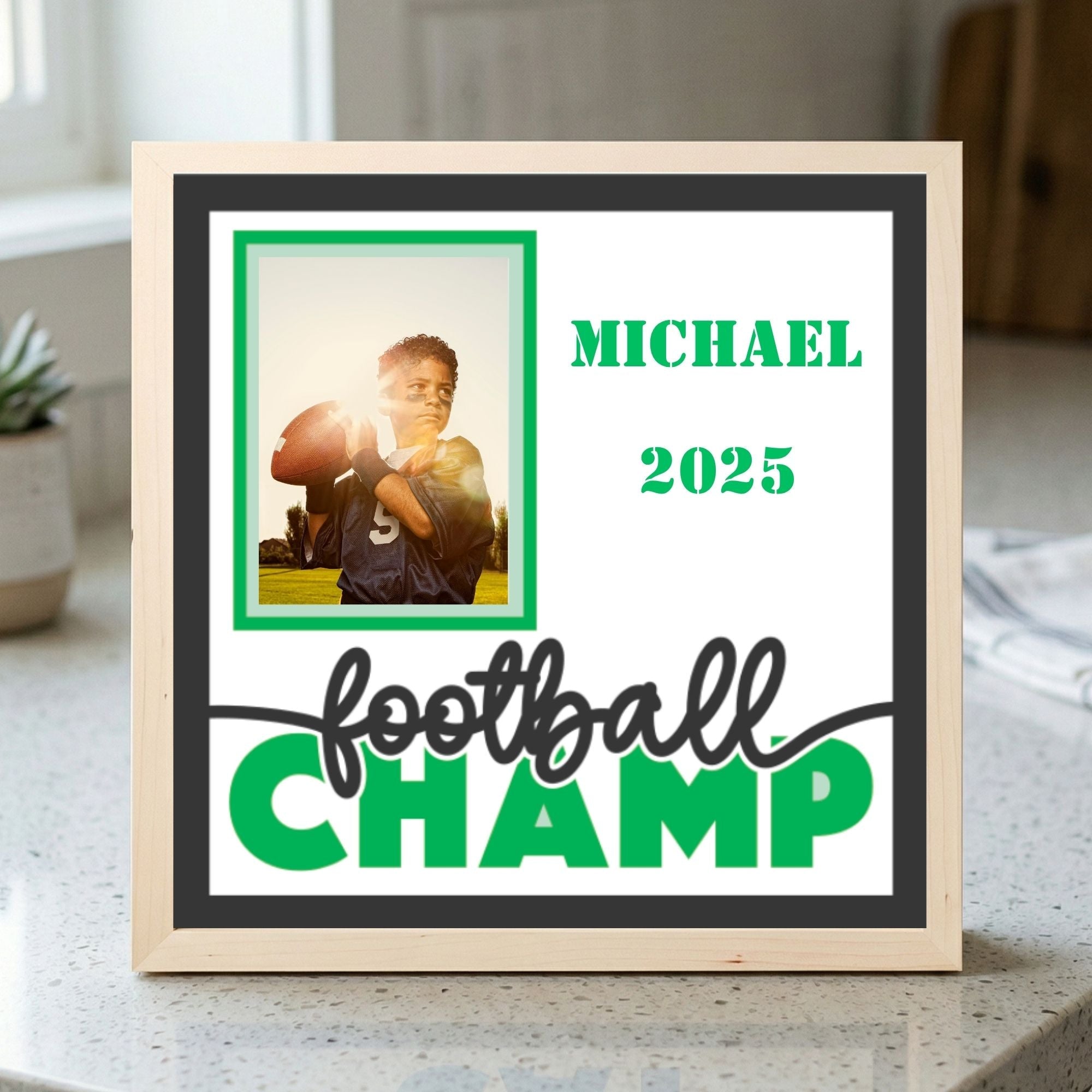 Personalized Football Champ Photo Frame - The Caring Creative